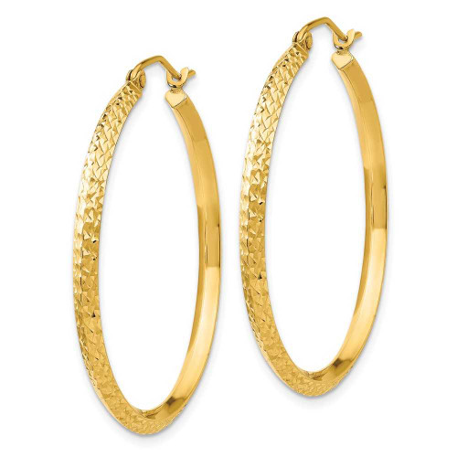 Image of 35mm 14K Yellow Gold Edged Shiny-Cut Hollow Hoop Earrings TC820