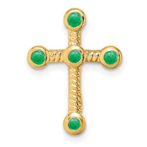 Image of 14k Yellow Gold Emerald Cross Slide Pendant