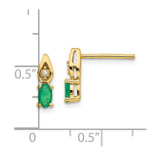 Image of 12mm 14K Yellow Gold Emerald Diamond Earrings