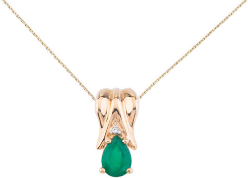 Image of 14K Yellow Gold Emerald Pear Pendant with Diamonds (Chain NOT included)