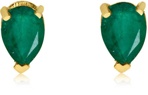 Image of 14K Yellow Gold Emerald Pear-Shaped Earrings