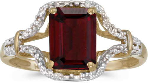 Image of 14k Yellow Gold Emerald-cut Garnet And Diamond Ring (CM-RM2619X-01)