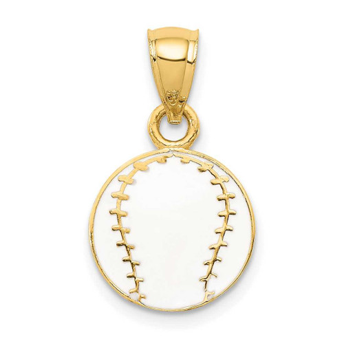 Image of 14K Yellow Gold Enameled Baseball Pendant