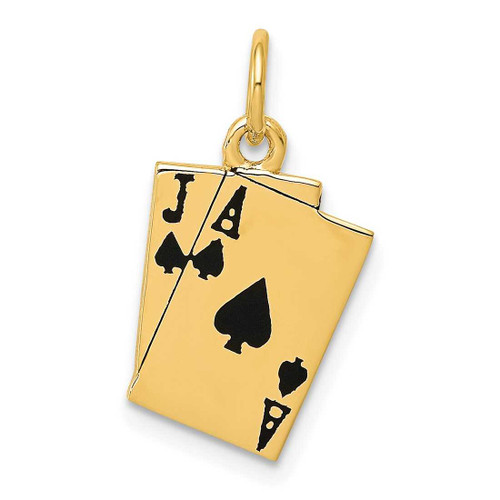 Image of 14K Yellow Gold Enameled Blackjack Playing Cards Charm