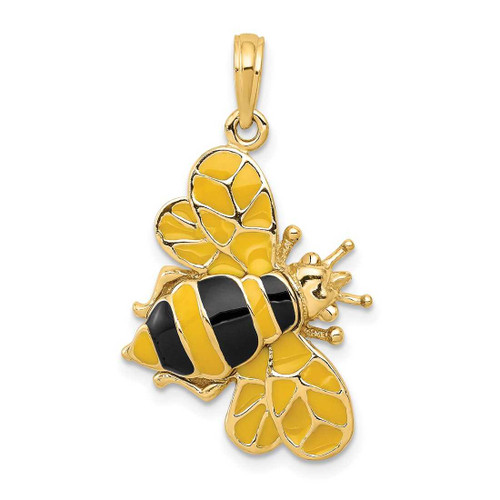 Image of 14K Yellow Gold Enameled Bumblebee Pendant
