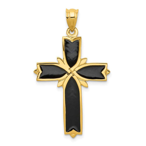 Image of 14K Yellow Gold Enameled Latin Cross Pendant