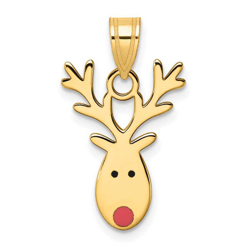 Image of 14K Yellow Gold Enameled Reindeer Pendant