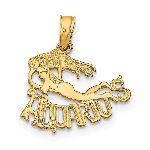 Image of 14K Yellow Gold Engraved & Block Aquarius Pendant