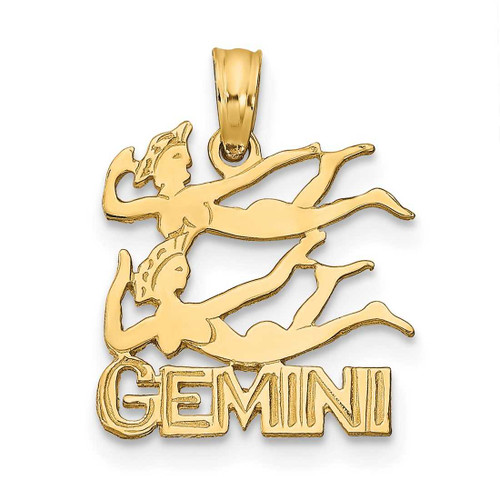 Image of 14K Yellow Gold Engraved & Block Gemini Pendant