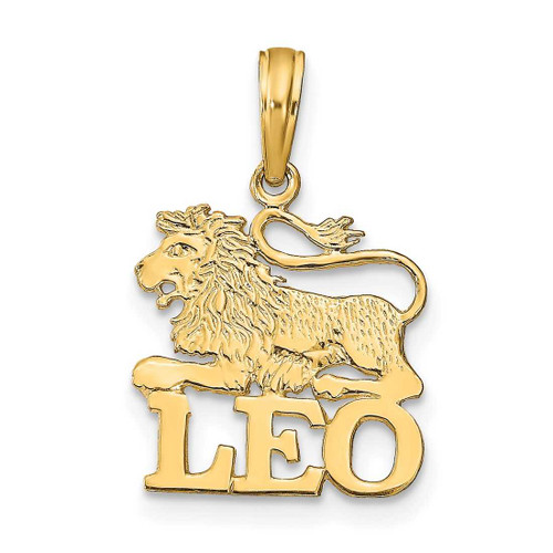 Image of 14K Yellow Gold Engraved & Block Leo Pendant