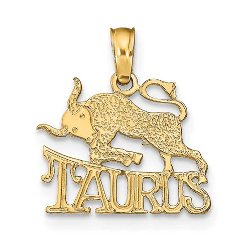 Image of 14K Yellow Gold Engraved & Block Taurus Pendant