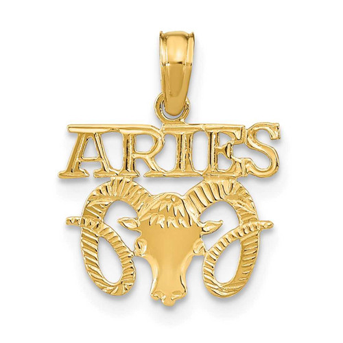 Image of 14K Yellow Gold Engraved Block Aries Pendant