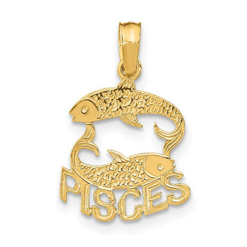 Image of 14K Yellow Gold Engraved Block Pisces Pendant