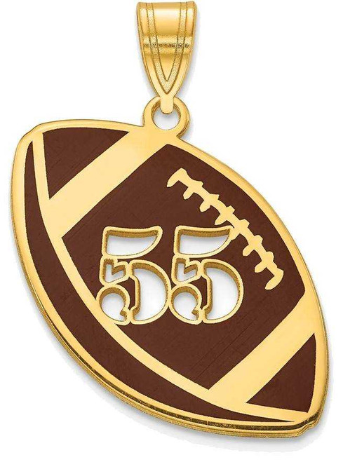 Image of 14k Yellow Gold Epoxied Football Pendant with Number