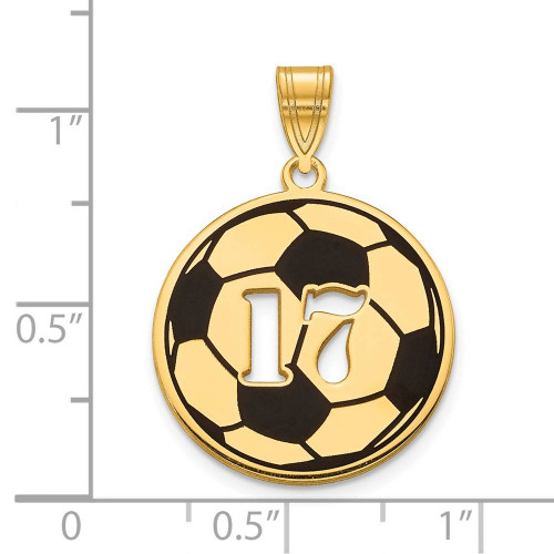 Image of 14k Yellow Gold Epoxied Soccer Ball Pendant with Number