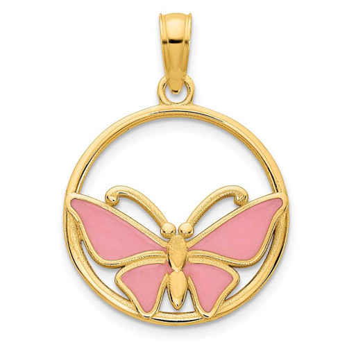 Image of 14K Yellow Gold Epoxy Butterfly Pendant