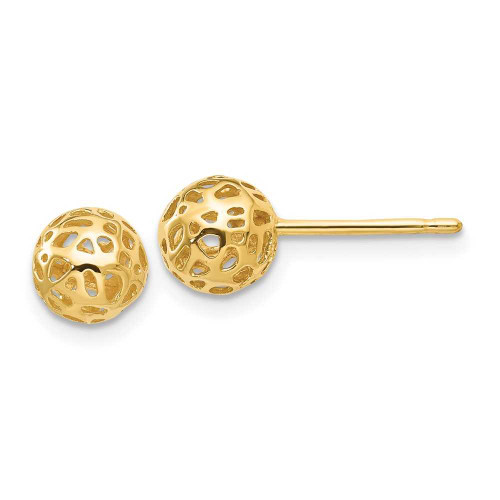 Image of 6.5mm 14K Yellow Gold Fancy Ball Stud Post Earrings