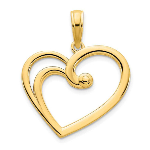 Image of 14K Yellow Gold Fancy Open Heart Pendant