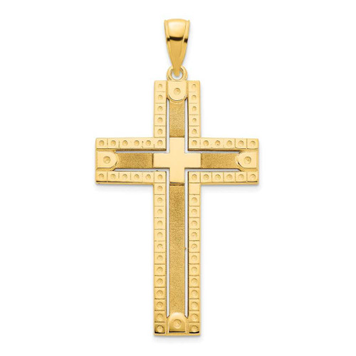 Image of 14K Yellow Gold Fancy Sandblasted Cross Pendant D5141