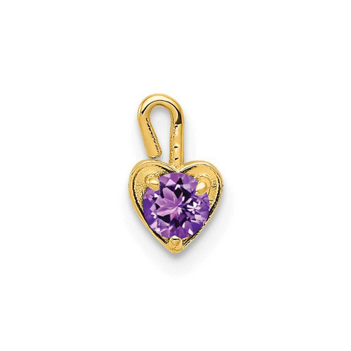 Image of 14K Yellow Gold February Simulated Birthstone Heart Charm