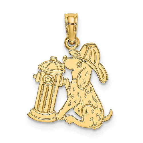 Image of 14K Yellow Gold Fire Hydrant & Dog Pendant