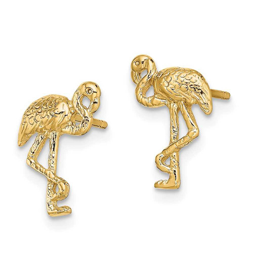 Image of 12.5mm 14K Yellow Gold Flamingo Post Earrings