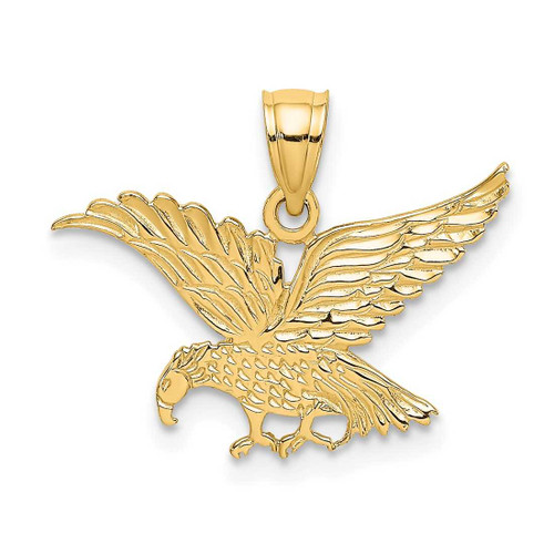 Image of 14K Yellow Gold Flat & Engraved Eagle Pendant