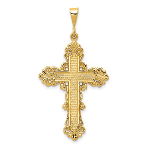 Image of 14K Yellow Gold Fleur De Lis Cross Pendant C1965