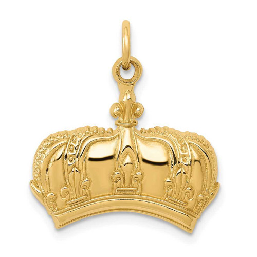 Image of 14K Yellow Gold Fleur De Lis Crown Charm
