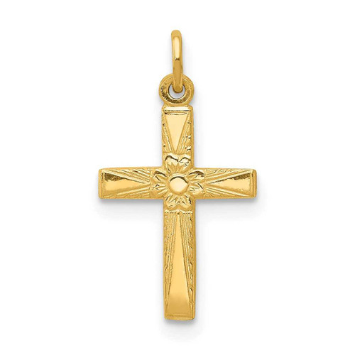 Image of 14K Yellow Gold Floral Cross Charm