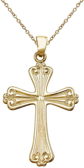 Image of 14K Yellow Gold Flower Cross Pendant (Chain NOT included)