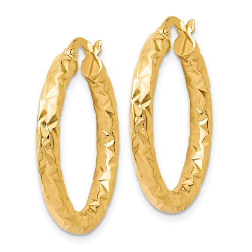 Image of 25mm 14K Yellow Gold Foreverlite Polished and Textured Hoop Earrings LE436