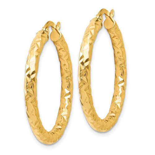 Image of 30mm 14K Yellow Gold Foreverlite Polished and Textured Hoop Earrings LE438