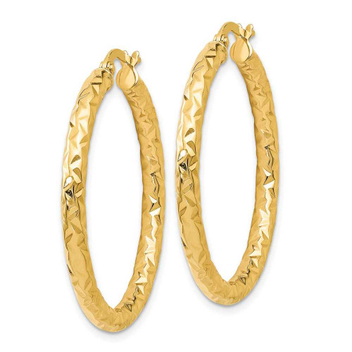 Image of 34mm 14K Yellow Gold Foreverlite Polished and Textured Hoop Earrings LE440