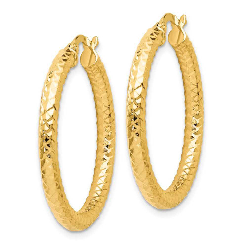 Image of 30mm 14K Yellow Gold Foreverlite Polished and Textured Hoop Earrings LE470