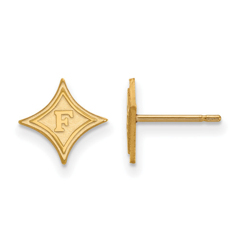 Image of 14K Yellow Gold Furman University X-Small Post Earrings by LogoArt (4Y007FUU)