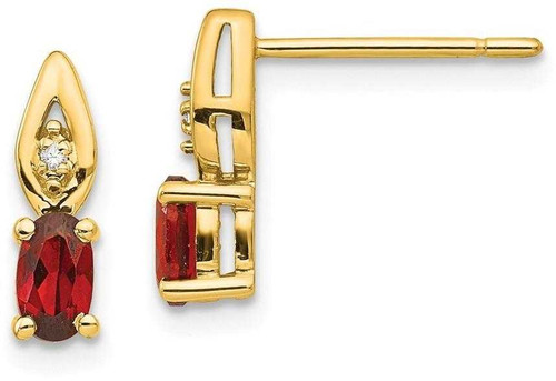 Image of 12mm 14K Yellow Gold Garnet Diamond Earrings