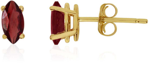 Image of 14K Yellow Gold Garnet Marquise Earrings