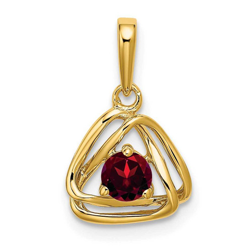 Image of 14K Yellow Gold Garnet Triangle Pendant