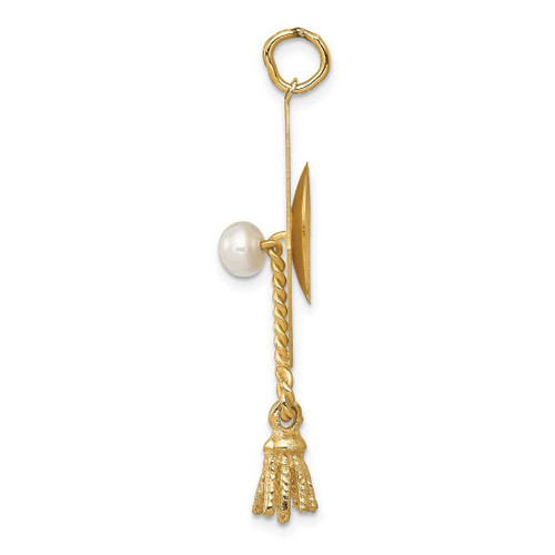 Image of 14K Yellow Gold Graduation Cap with Cultured Freshwater Pearl Charm