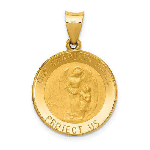 Image of 14K Yellow Gold Guardian Angel Medal Pendant