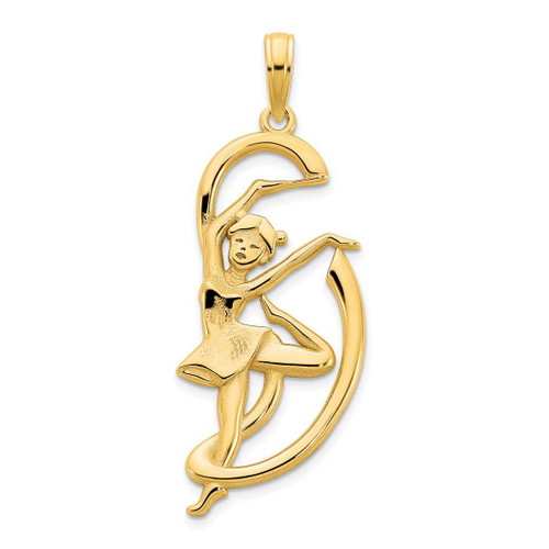 Image of 14K Yellow Gold Gymnast w/ Ribbon Pendant