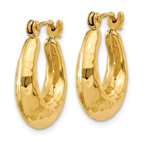 Image of 9mm 14K Yellow Gold Hammered Fancy Hollow Hoop Earrings S1436