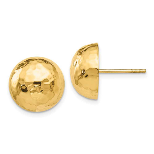Image of 13mm 14K Yellow Gold Hammered Half Ball Stud Post Earrings E928