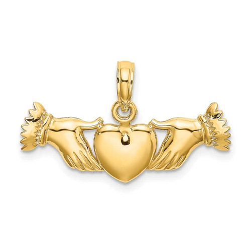 Image of 14K Yellow Gold Hands Holding Heart Pendant
