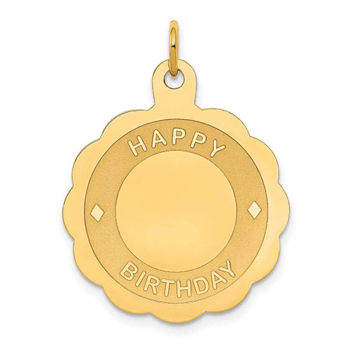 Image of 14K Yellow Gold Happy Birthday Disc Pendant