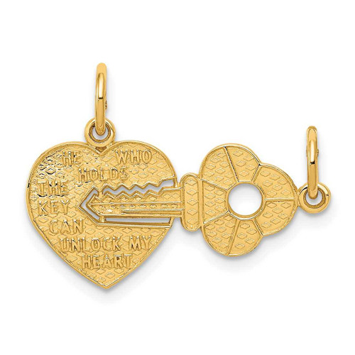 Image of 14K Yellow Gold Heart & Key Break Apart Charm