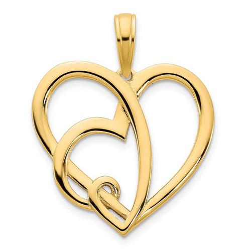 Image of 14K Yellow Gold Heart in a Heart Pendant D5048