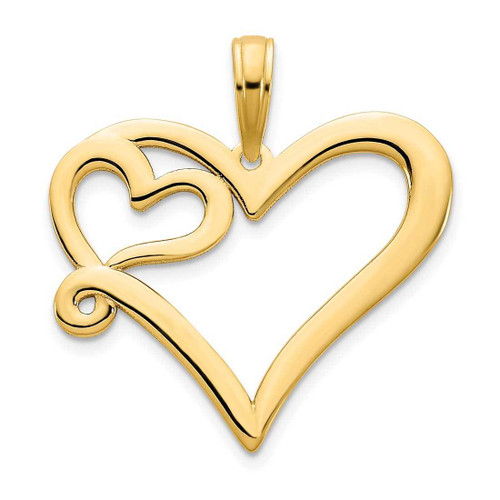 Image of 14K Yellow Gold Heart in a Heart Pendant D5074