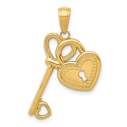 Image of 14K Yellow Gold Heart Key & Lock Pendant